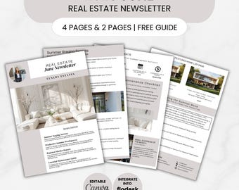 June Real Estate Newsletter Template Realtor Marketing Summer Property Market Update Luxury Home Realtor Branding Editable Design Newsletter