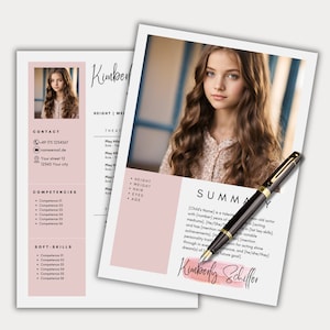 Child actor resume template boho photo Canva child model actor application pink actress resume headshot template professional cover letter