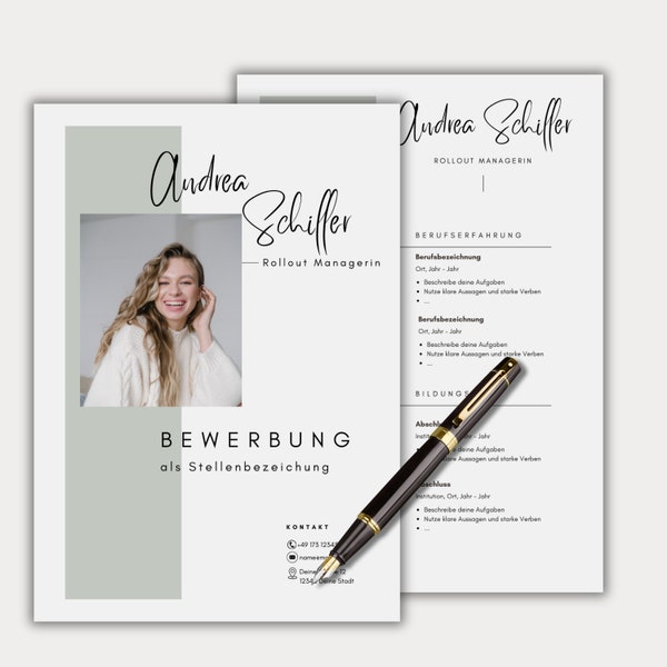 Bewerbungsvorlage deutsch Lebenslauf tabellarisch kreativ Anschreiben modern Deckblatt Professionals Schüler Student Muster Design Canva