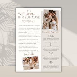 Plantilla de carta para comprador de vivienda, carta de oferta para comprador, moderna, familiar, bohemia, beige, pareja, casa para perro, plantilla para comprador, currículum inmobiliario, Canva, editable, bricolaje