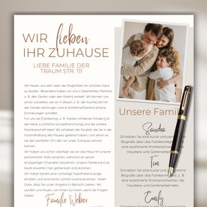 Plantilla de carta para comprador de vivienda, carta de oferta para comprador, moderna, familiar, bohemia, beige, pareja, casa para perro, plantilla para comprador, currículum inmobiliario, Canva, editable, bricolaje