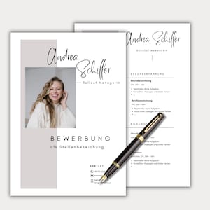 Modelo de aplicação CV alemão em mesa carta de apresentação criativa folha de rosto moderna profissionais alunos aluno design de amostra Canva