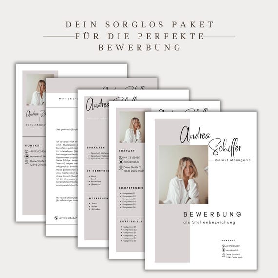 Bewerbungsvorlage Deutsch Word Canva Tabellarischer Lebenslauf Modernes Design Anschreiben Deckblatt Komplettset Sofortiger Download student