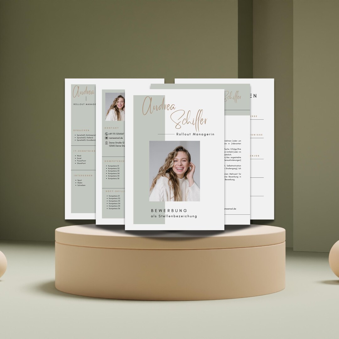 Application Template German CV Photo Tabular Creative Cover Letter ...