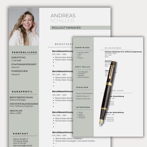 Plantilla de solicitud profesional Plantilla de CV en Word Carta de presentación creativa tabular alemana Hoja de presentación moderna Profesionales Canva