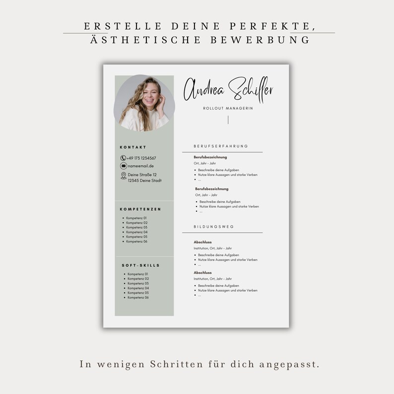Application Template German CV in Table Creative Cover Letter Modern ...