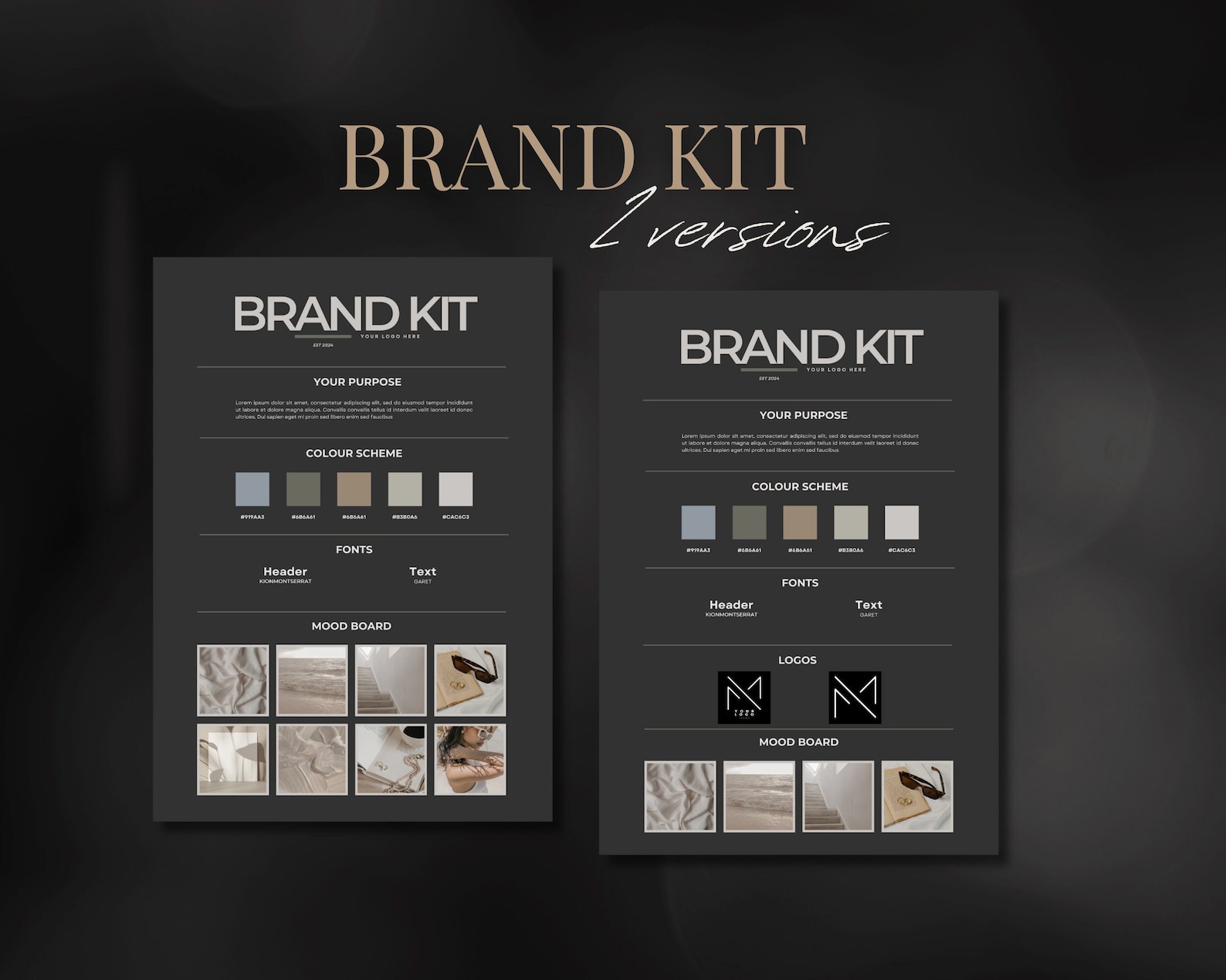 Brand Kit Canva Template Dark Aesthetic Board Template Branding Kit ...