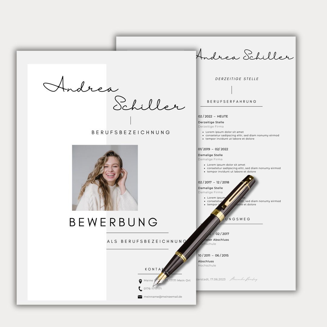 Application Template German CV Tabular Creative Cover Letter Modern ...