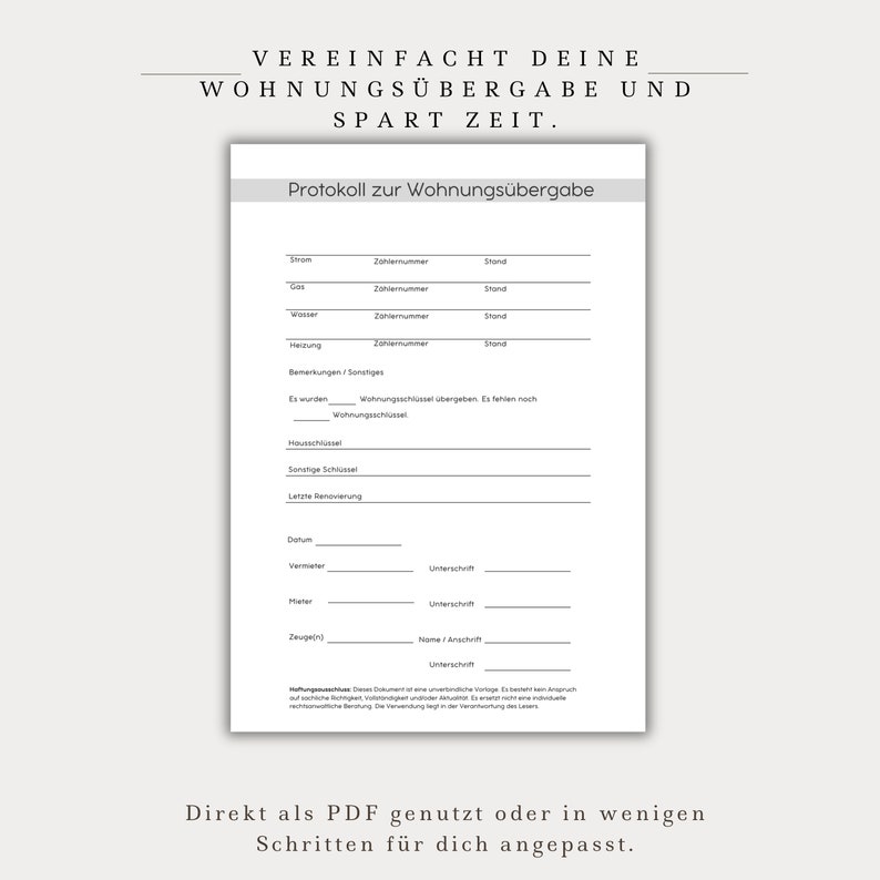 Modern Apartment Handover Protocol PDF Landlord Tenant to Do List Move ...