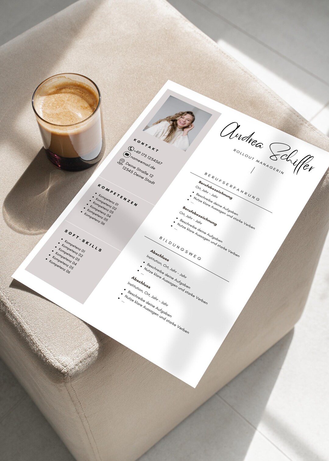 Application Template German CV Tabular Word Creative Cover Letter ...