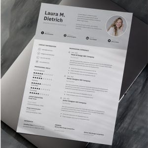 Plantilla de aplicación Word CV tabla creativa una página plantilla de currículum moderno profesionales imagen canva editable enfermera secretaria asistente