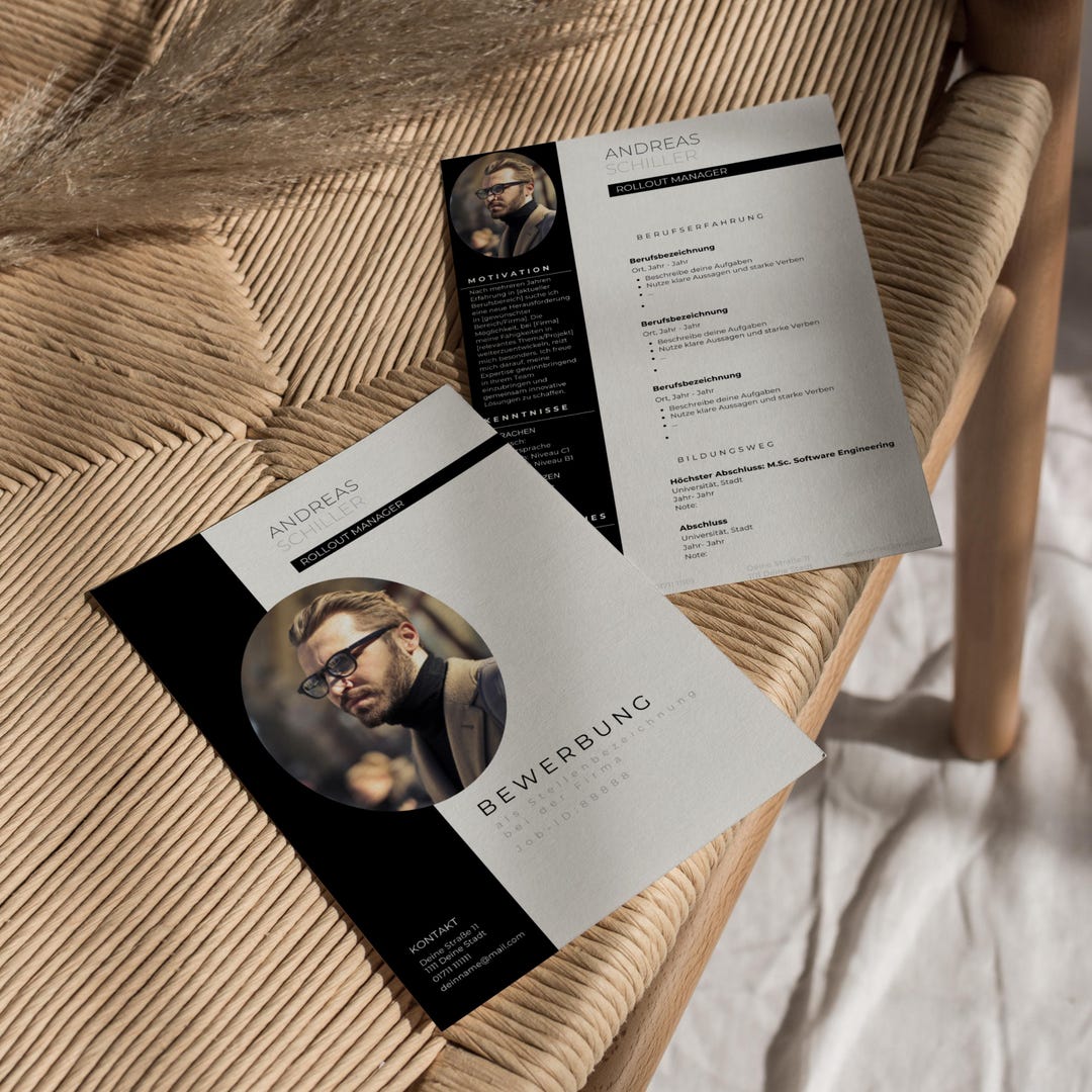 Application Template German Word Canva Tabular CV Modern Cover Letter ...