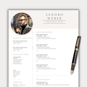 Application template German Word Canva Tabular CV Modern design Cover letter Cover page Complete set Instant download student