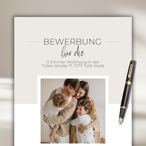 Plantilla de Canva para solicitud de apartamento moderno, carta de presentación de perfil corto beige, plantilla de solicitud profesional para apartamento, plantilla alemana para pareja