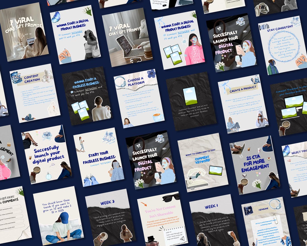 Instagram Template Carousel Digital Product Canva MRR PLR Social Media ...
