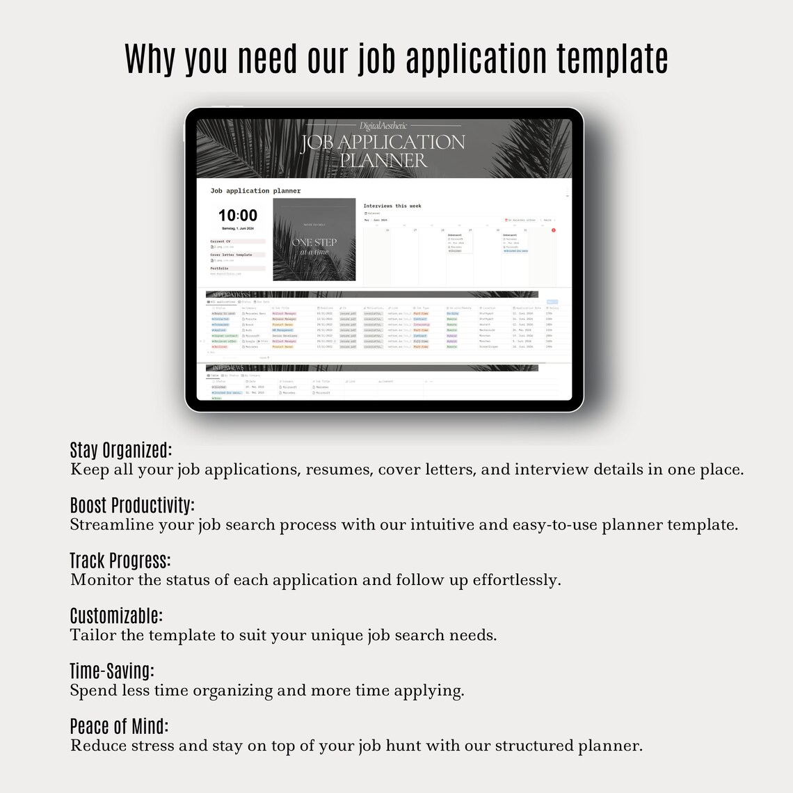 Job Application Tracker Resume Planner Notion Template Job-planer ...