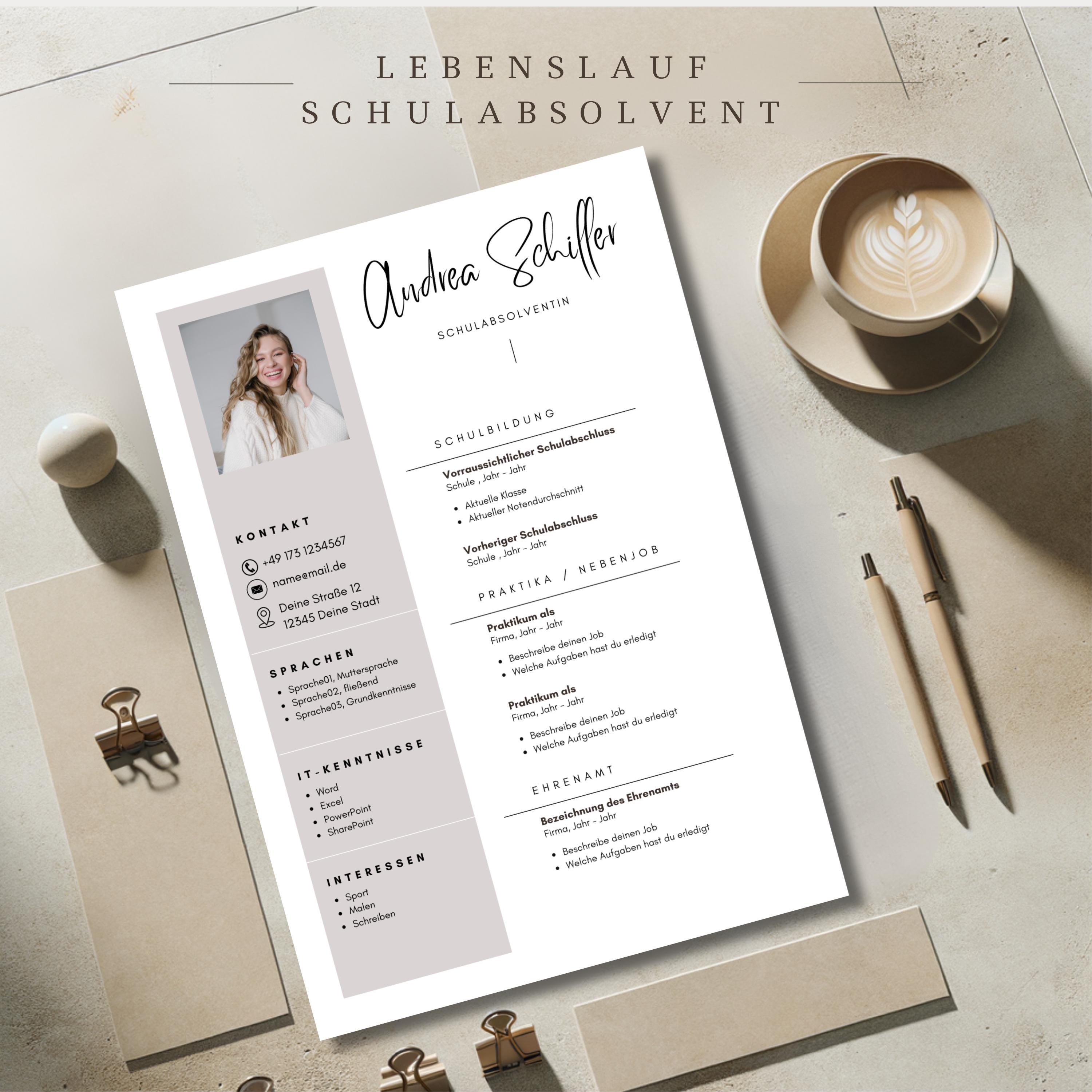 Application Template German CV Tabular Creative Cover Letter Modern ...