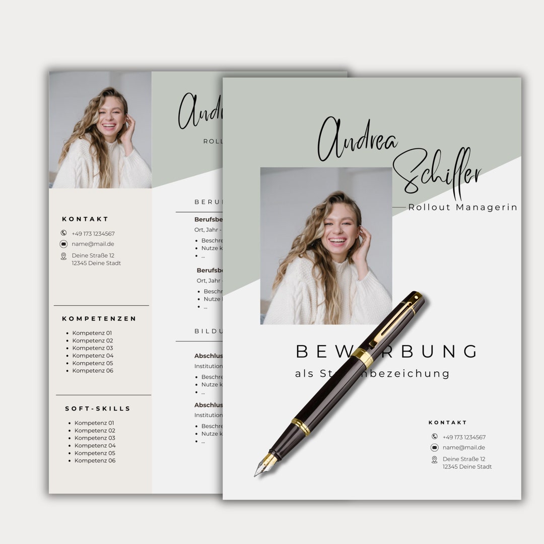 Application Template German CV in Table Creative Cover Letter Modern ...