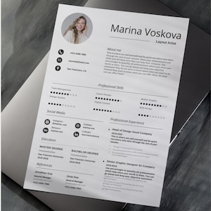 Plantilla de currículum limpio Word ATS amigable CV moderno solicitud de empleo profesional google docs carta de motivación Paquete de currículum editable 1-2 páginas