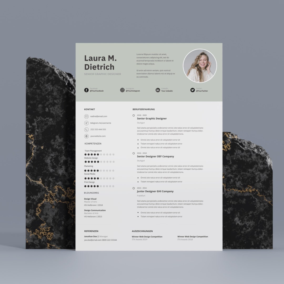 Application Template German CV Tabular Creative Cover Letter Modern ...