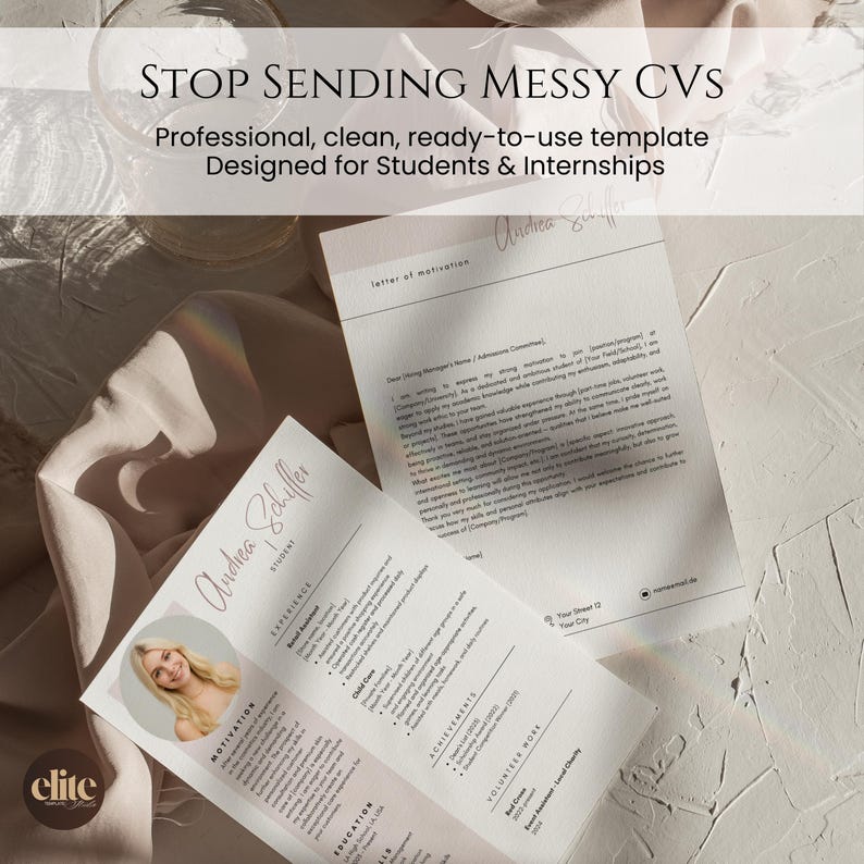Messy Cv Example Student Resume Template Canva Editable CV Motivation Letter High School ...