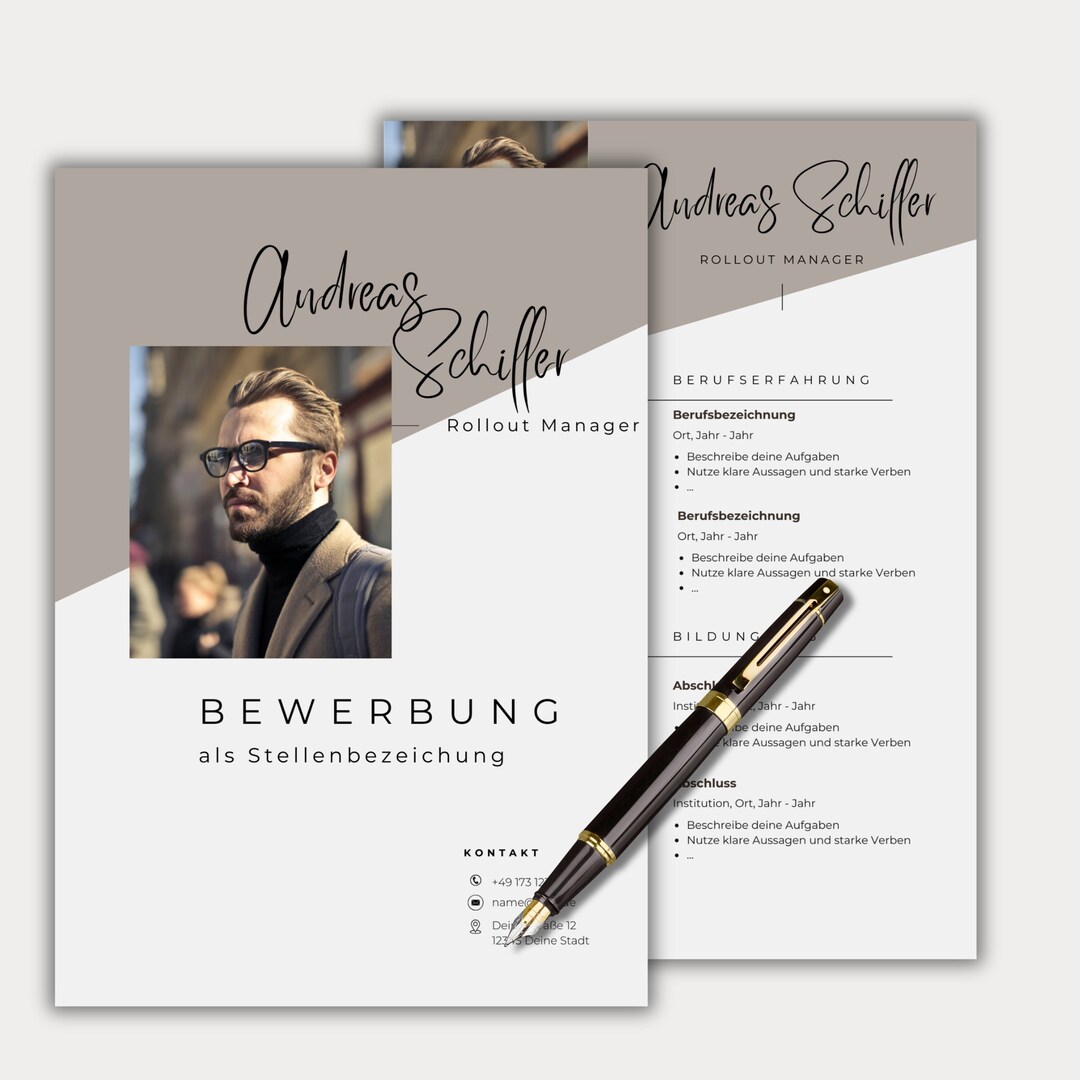 Application Template German CV Tabular Creative Cover Letter Modern ...