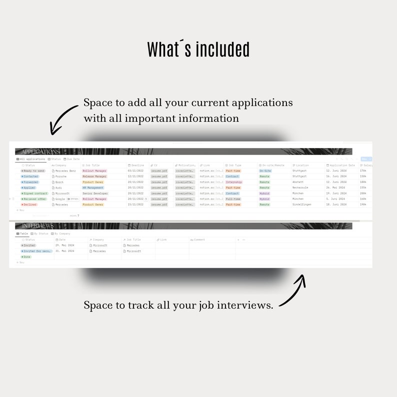 Job Application Tracker Resume Planner Notion Template Job-planer ...