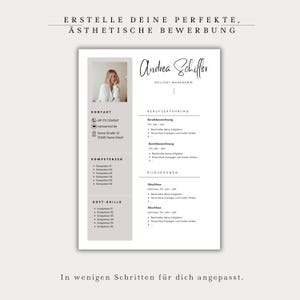 Ansökningsmall för tyskt CV, tabellformat, kreativt personligt brev, modernt försättsblad, yrkesverksamma, student, exempeldesign, Canva bild 2