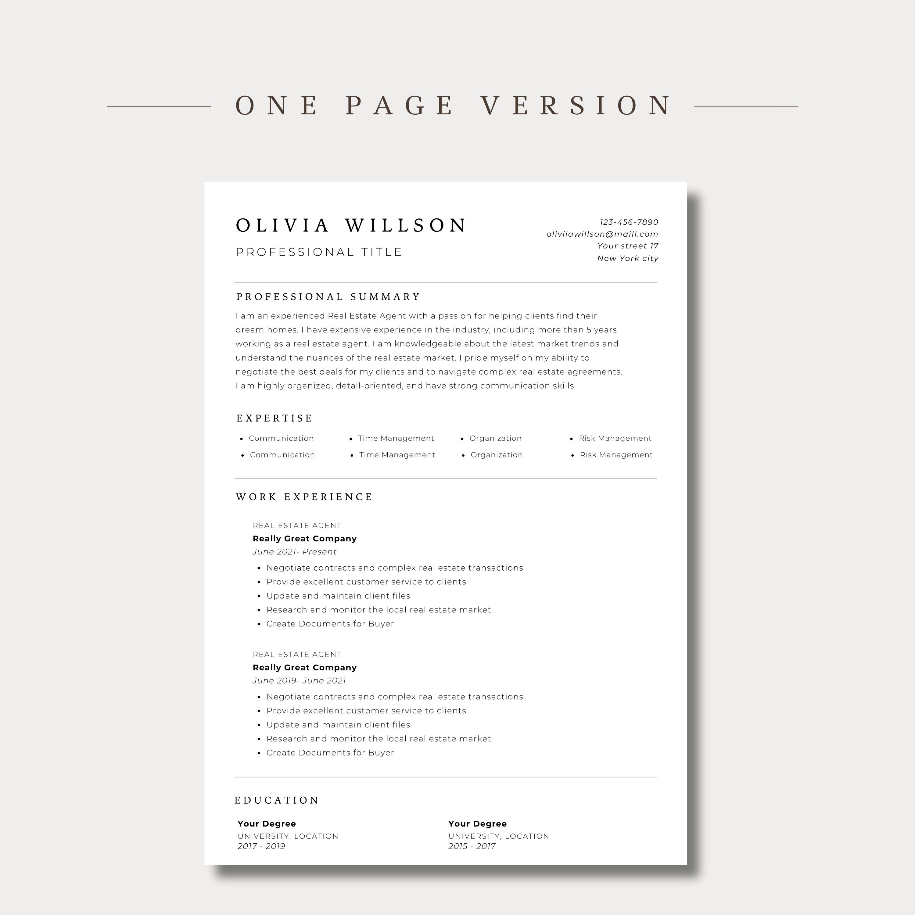 Clean Resume Template Canva ATS Friendly Modern CV Professional Job ...