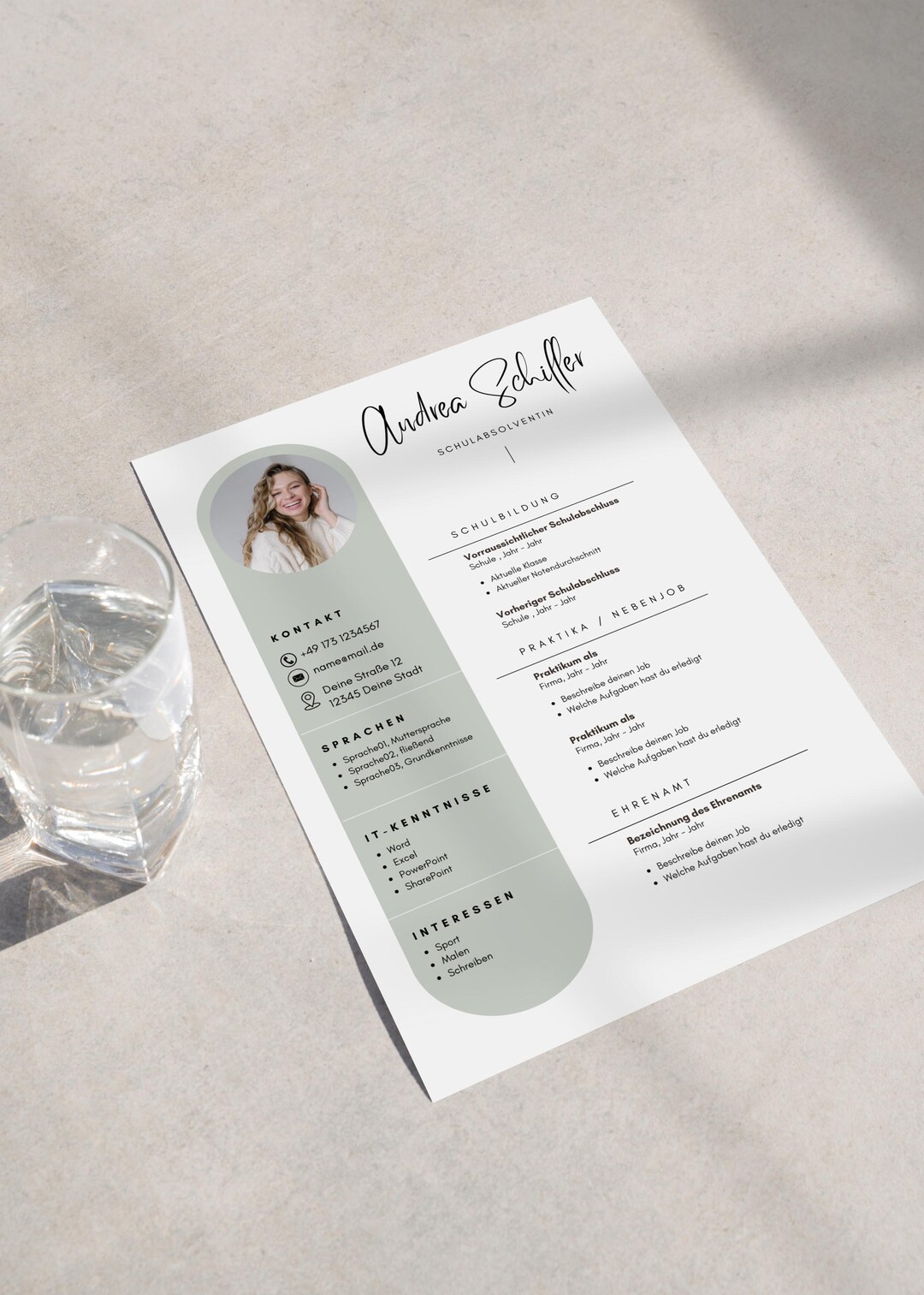 Application Template German Word CV Tabular Creative Cover Letter ...