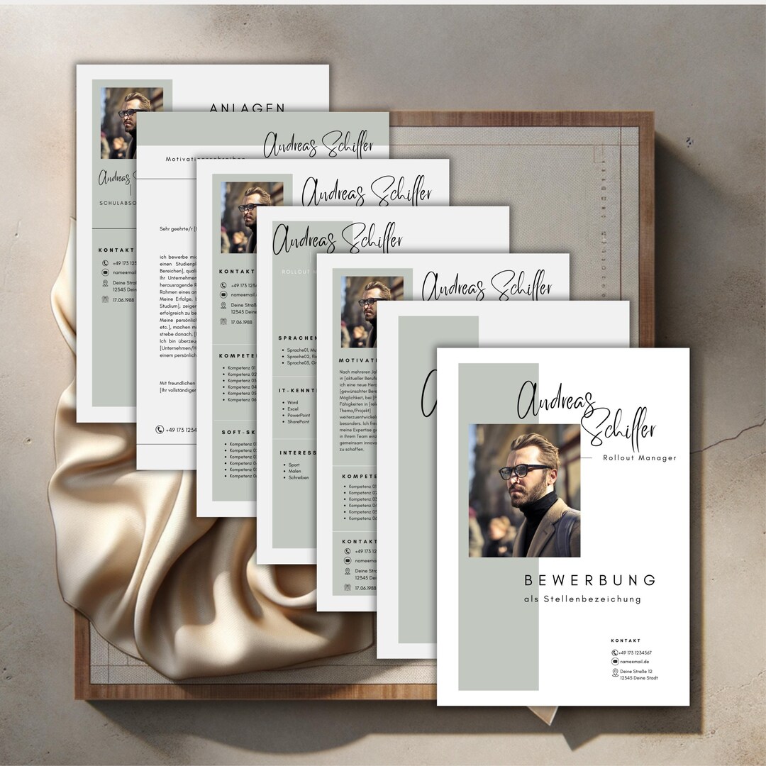Application Template German CV Tabular Creative Cover Letter Modern ...