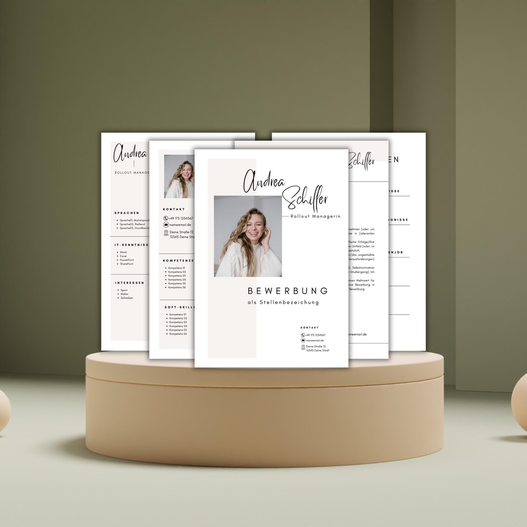 Application Template German CV Tabular Creative Cover Letter Modern ...