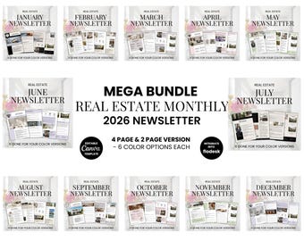 2026 Real Estate Newsletter Template Bundle Full Year Marketing Materials Real Estate Mailer Bundle Monthly Agent Email Newsletter Templates