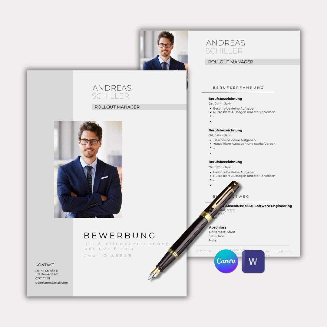 Professional Application Template Word CV Template German Tabular ...
