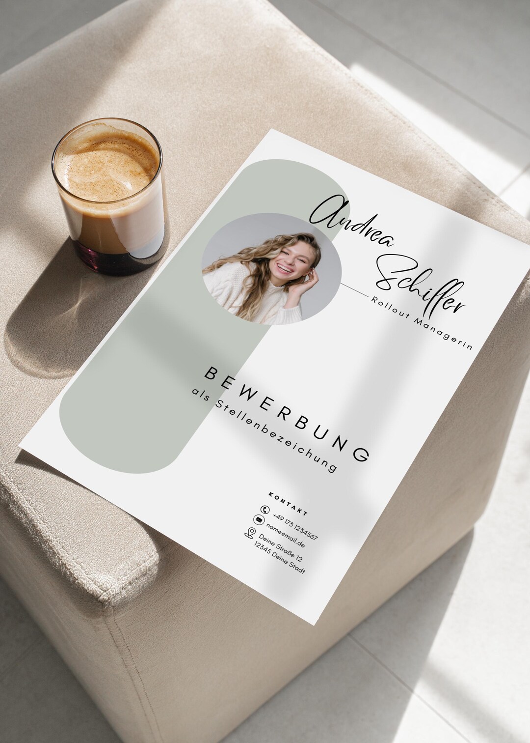 Application Template German Word CV Tabular Creative Cover Letter ...