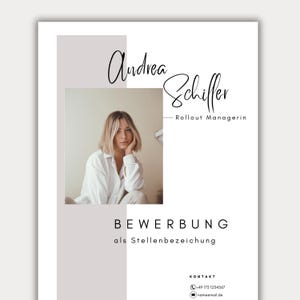 Plantilla de solicitud CV en alemán, carta de presentación creativa, hoja de portada moderna, diseño de muestra para profesionales, alumnos y estudiantes Canva