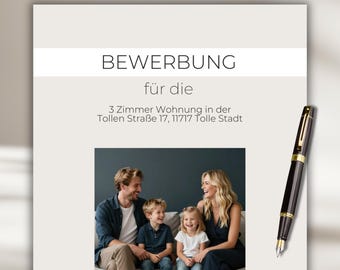 Modern apartment application for families, Canva template, beige, short profile, cover letter, professional application template, German, template for couples