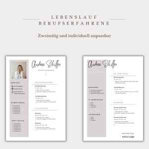 Ansökningsmall för tyskt CV, tabellformat, kreativt personligt brev, modernt försättsblad, yrkesverksamma, student, exempeldesign, Canva bild 4