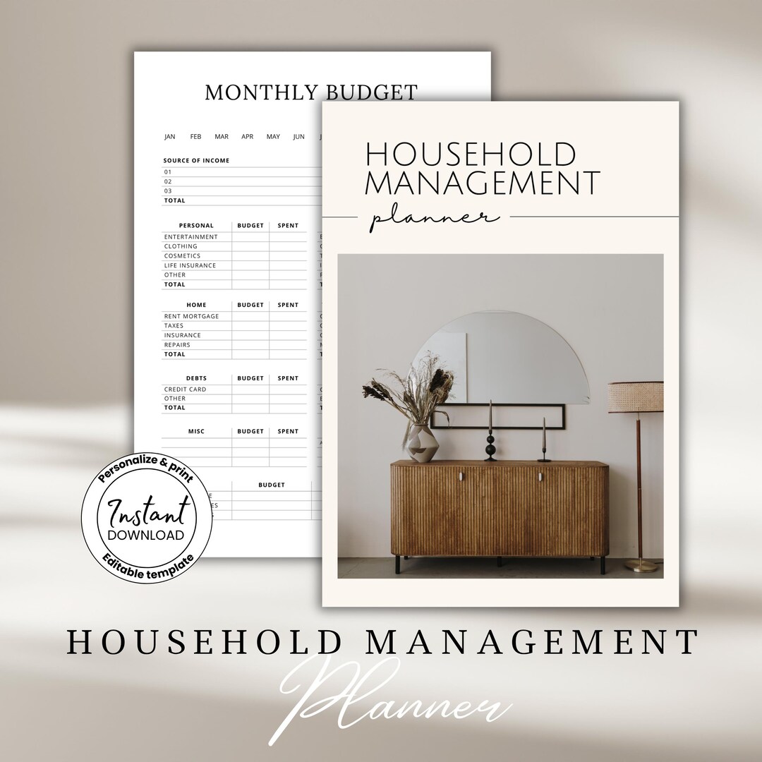 PLR Household Planner Canva Template Editable PDF MRR License Home ...