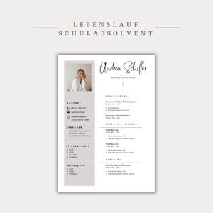 Ansökningsmall för tyskt CV, tabellformat, kreativt personligt brev, modernt försättsblad, yrkesverksamma, student, exempeldesign, Canva bild 6