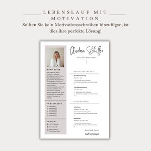 Ansökningsmall för tyskt CV, tabellformat, kreativt personligt brev, modernt försättsblad, yrkesverksamma, student, exempeldesign, Canva bild 5
