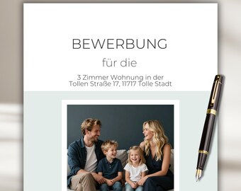 Modern apartment application for families, Canva template, beige, short profile, cover letter, professional application template, German, template for couples