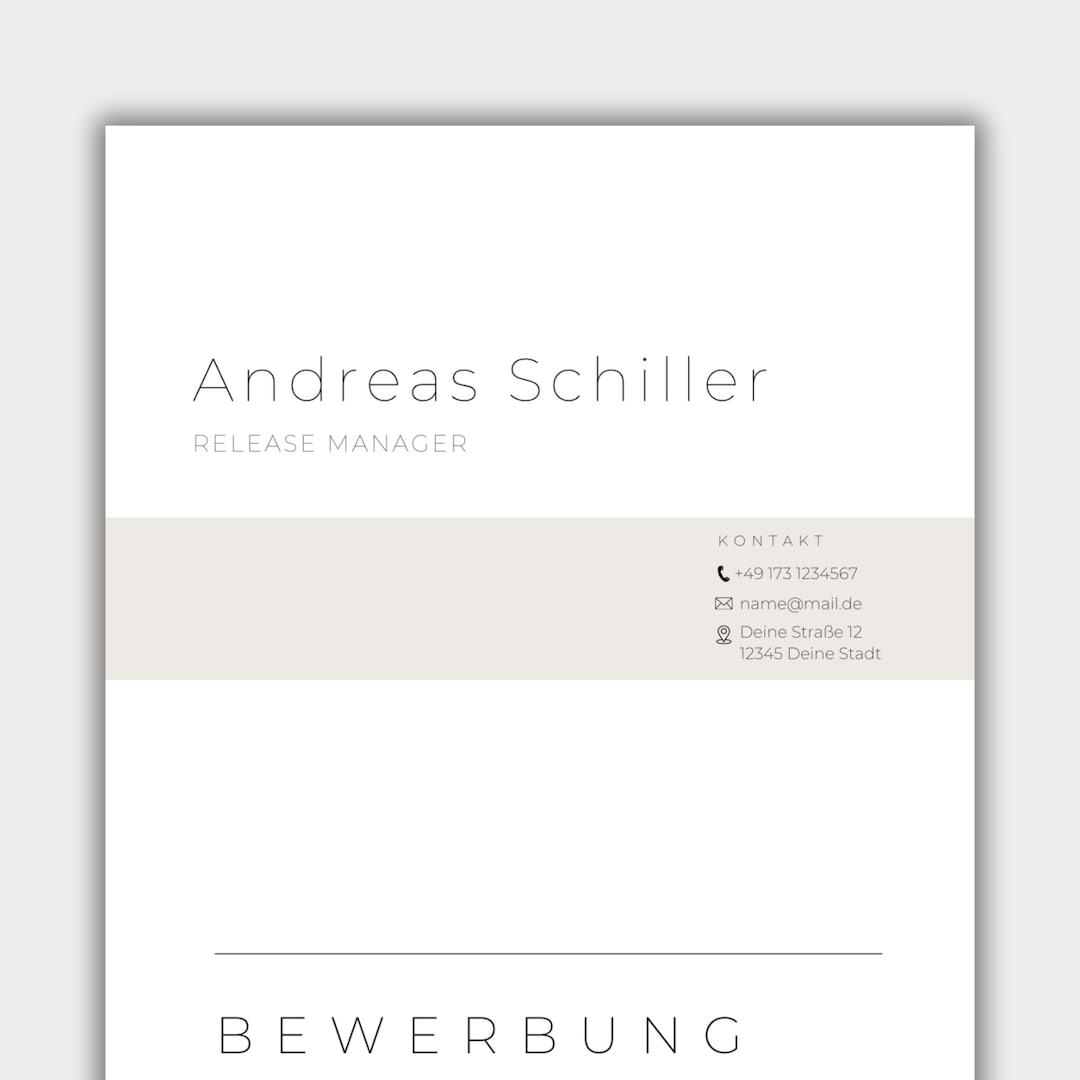 Application Template German CV Tabular Creative Cover Letter Modern ...