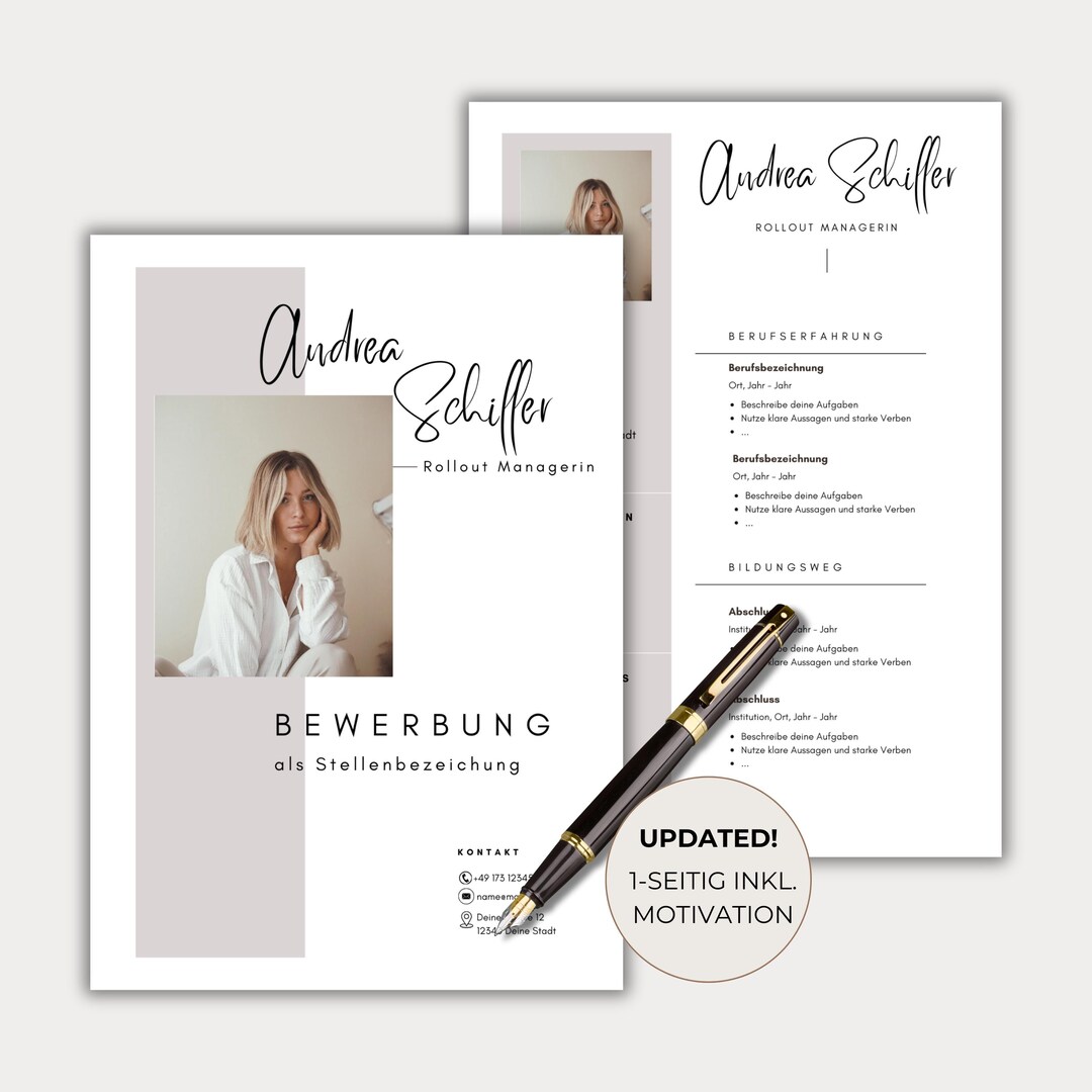Application Template German CV Tabular Creative Cover Letter Modern ...