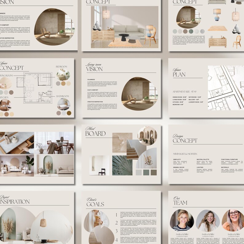 Interior Design Presentation Template FFE Finishes Concept Mood Board ...