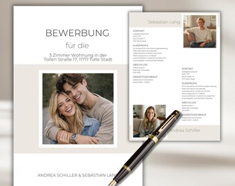 Apartment application for couples: Canva template, modern tenant self-disclosure form, cover letter, rental application for an apartment or property, application portfolio for renting.