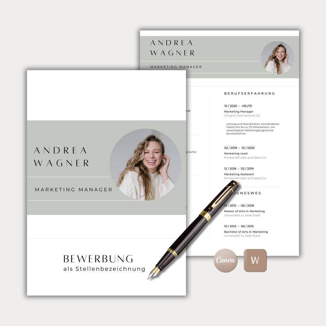 Application Template German CV Tabular Creative Cover Letter Modern ...