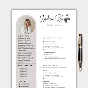 Plantilla de solicitud CV en alemán, carta de presentación creativa, hoja de portada moderna, diseño de muestra para profesionales, alumnos y estudiantes Canva