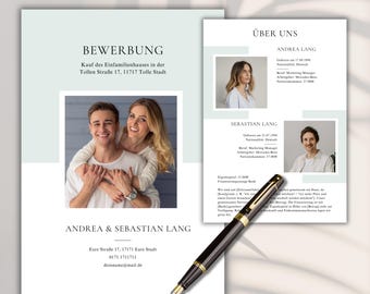 Modern home purchase application for couples, Canva template, short profile, cover letter, real estate purchase application template, editable template, direct download