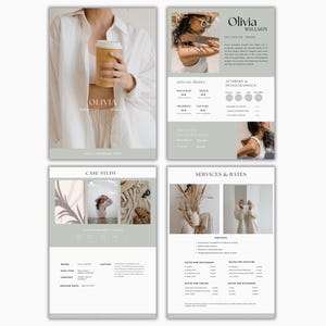メディア キット & レート カード テンプレート 5 ページ Instagram インフルエンサー UGC ブロガー 履歴書レート シート モデル セット カード Canva ソーシャル メディア キット アクター ピッチ